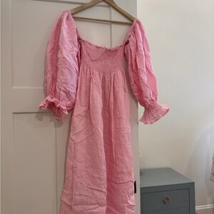 SLEEPER pink atlanta linen dress